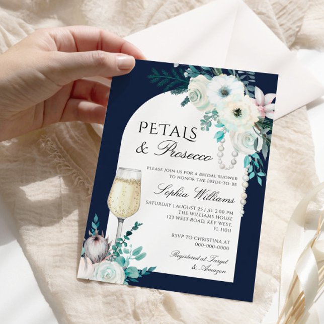 Winter Flower Arch Petals & Prosecco Bridal Shower Invitation (Creator Uploaded)