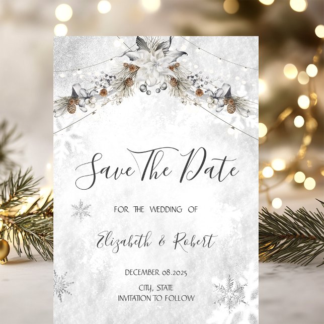 Winter Flower Pinecones Save The Date (Creator Uploaded)