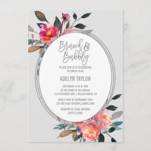 Winter Flower Wreath Brunch and Bubbly Invitation