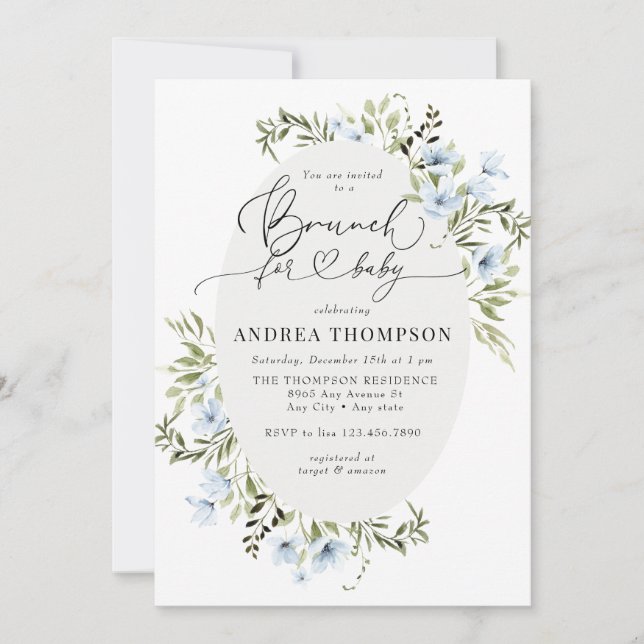 Winter Flowers | Baby Brunch Invitation (Front)