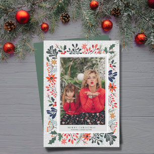 Winter Flowers Christmas Photo Holiday Card