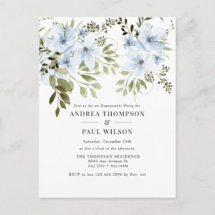 Winter Flowers Engagement Party Invitation Postcard