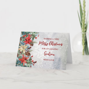 Winter Flowers Godson Christmas Card