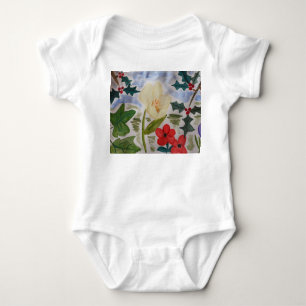 Winter Flowers & Holly Baby Bodysuit
