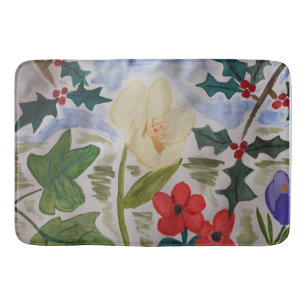 Winter Flowers & Holly Bath Mat