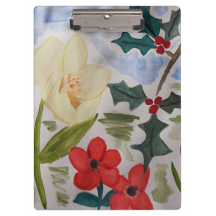 Winter Flowers & Holly Clipboard