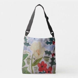 Winter Flowers & Holly Crossbody Bag
