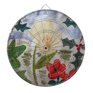 Winter Flowers & Holly  Dartboard