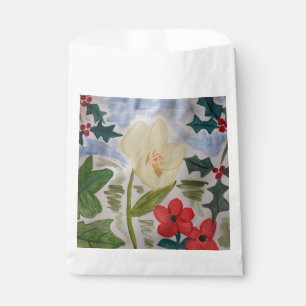 Winter Flowers & Holly Favour Bag