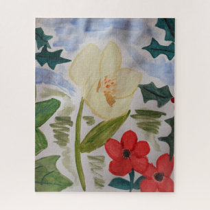 Winter Flowers & Holly Jigsaw Puzzle
