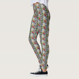 Winter Flowers & Holly  Leggings