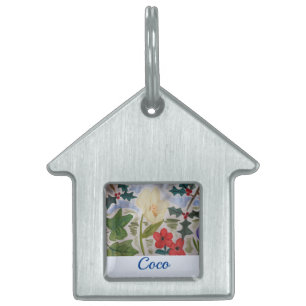 Winter Flowers & Holly Pet Tag