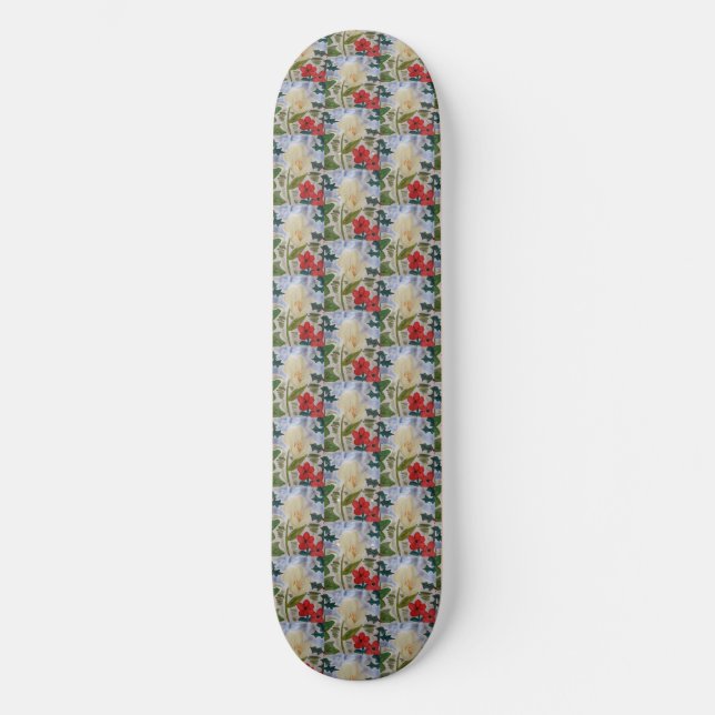 Winter Flowers & Holly Skateboard (Front)
