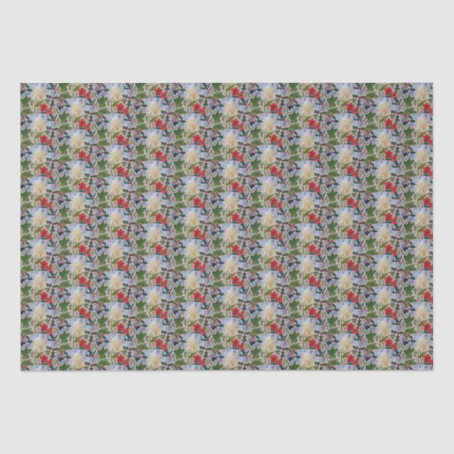 Winter Flowers & Holly  Tissue Paper (Front)