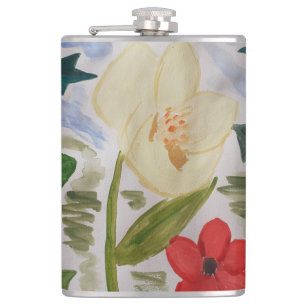 Winter Flowers & Holly Vinyl Wrapped Flask