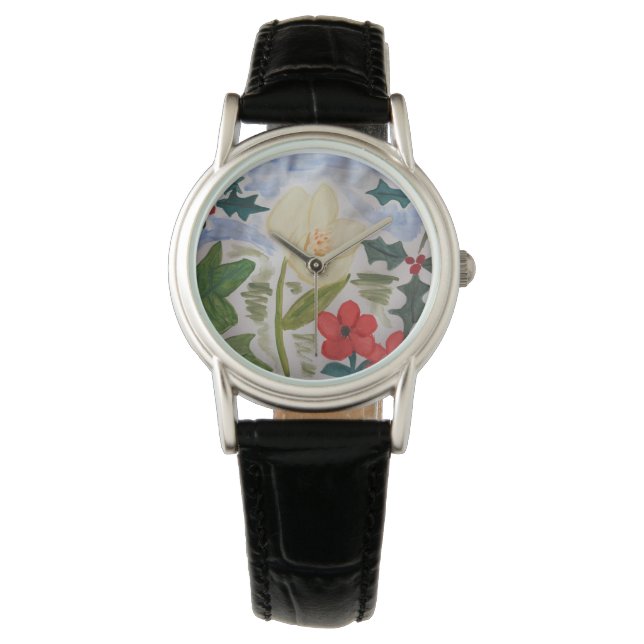 Winter Flowers & Holly Watch (Front)