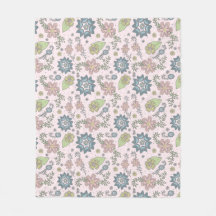 Winter Flowers in Pink Blanket