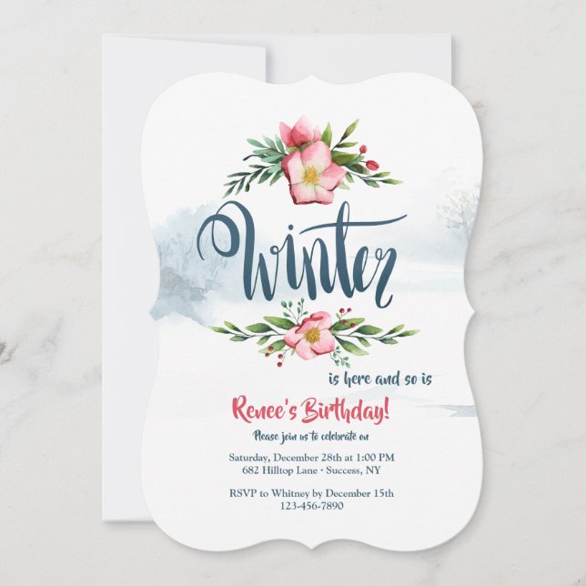 Winter Flowers Invitation (Front)