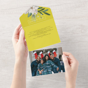 Winter Flowers Joyeux Noël Elegant Christmas Card