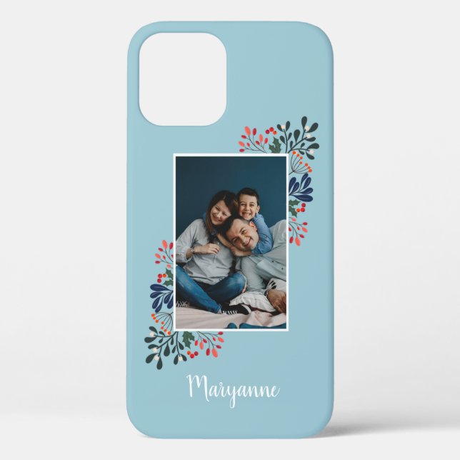 Winter Flowers Photo Personalised Name Case-Mate iPhone Case (Back)