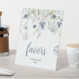 Winter Flowers Shower Favours Pedestal Sign