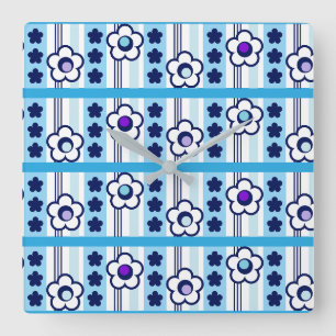 Winter Flowers Square Wall Clock