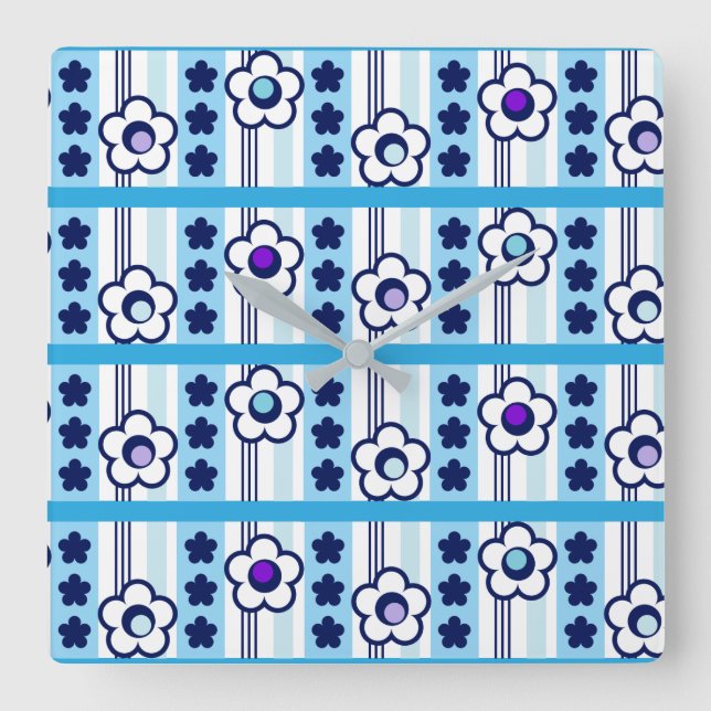 Winter Flowers Square Wall Clock (Front)