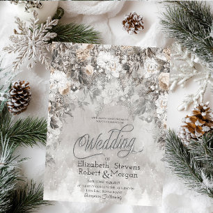 Winter Flowers Wonderland Wedding Invitation