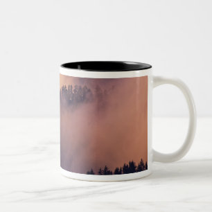 Winter fog in valley at sunset from Morton Two-Tone Coffee Mug