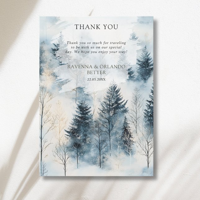 Winter Fog Snow Pine Tree Forest Thank You Card (Creator Uploaded)