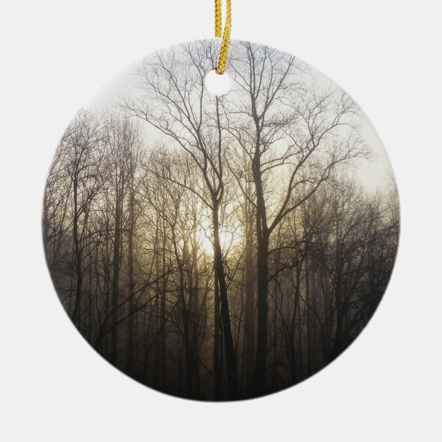 Winter Fog Sunrise Nature Photography Ceramic Ornament (Front)