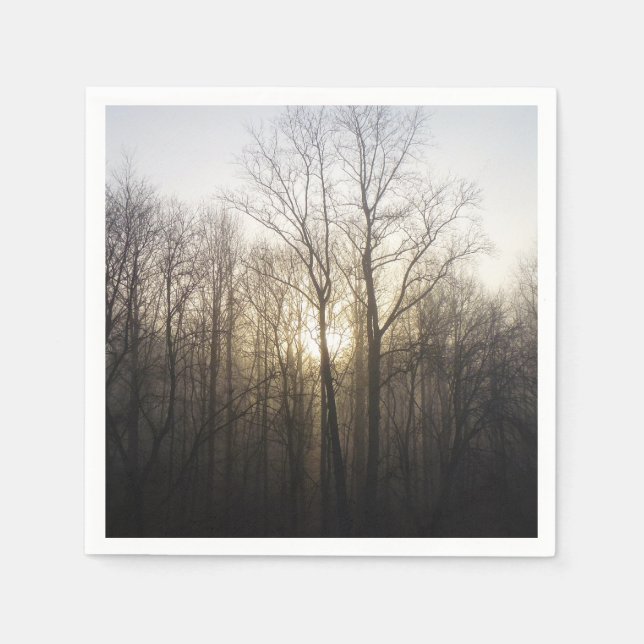 Winter Fog Sunrise Nature Photography Napkin (Front)
