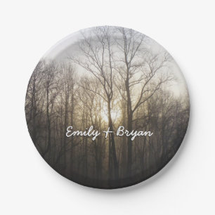 Winter Fog Sunrise Nature Photography Paper Plate