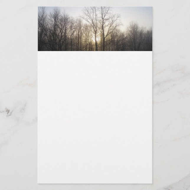 Winter Fog Sunrise Nature Photography Stationery (Front)