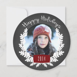 Winter Foliage Chalkboard Holiday Photo Card