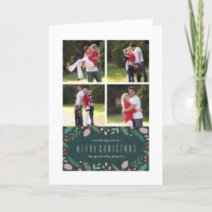 Winter Foliage Christmas Greeting Card - Teal