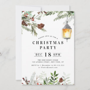 winter foliage christmas party invitation