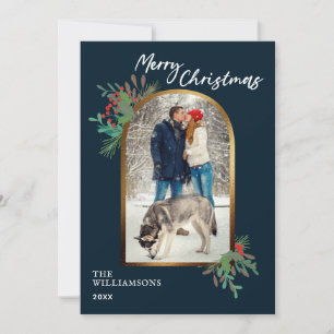 Winter Foliage Custom Photo Merry Christmas Holiday Card