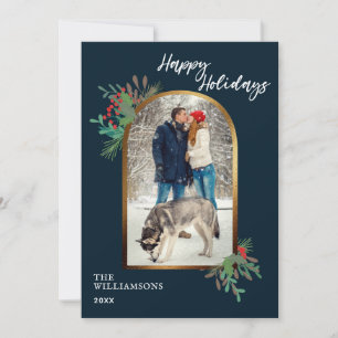 Winter Foliage Custom Photo Xmas Happy Holiday Card