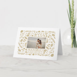 Winter Foliage Gold Holiday Card