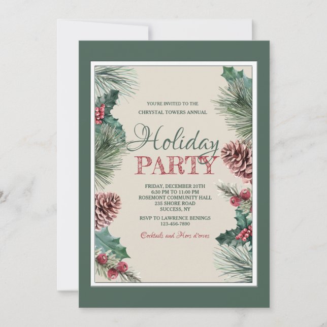 Winter Foliage Holiday Party Invitation (Front)