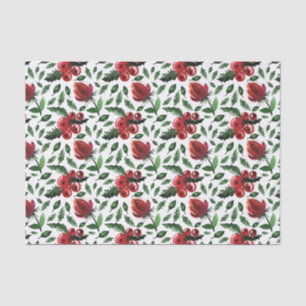 Winter Foliage Holly Berries Botanical Tissue Paper