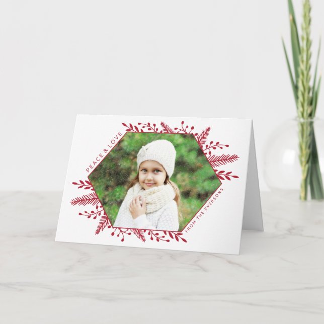 Winter Foliage | Horizontal | Red Holiday Card (Front)