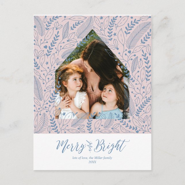 Winter Foliage | Merry & Bright Holiday Photo Postcard (Front)