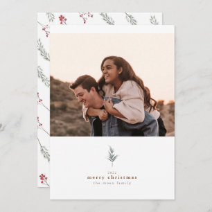 Winter Foliage Minimalist Christmas Photo Card