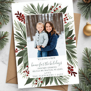 Winter Foliage New Home for Holidays Photo Moving Holiday Postcard