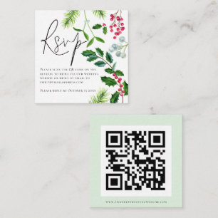 Winter Foliage QR Code Wedding RSVP Enclosure 