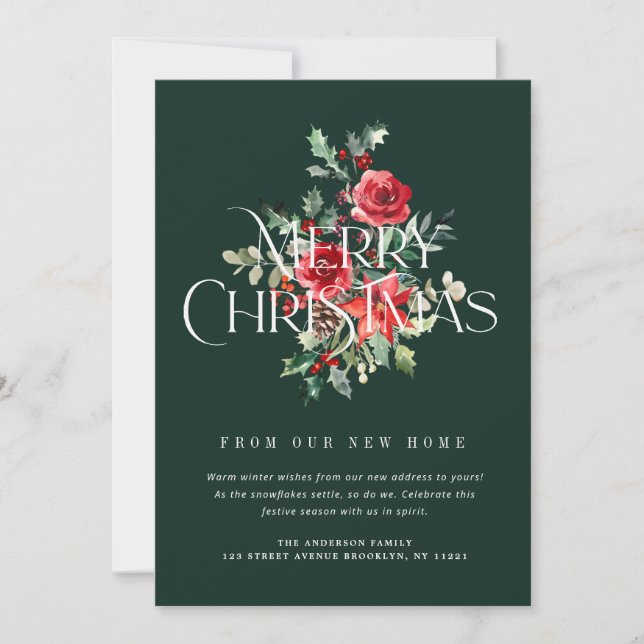 winter foliage text moving announcement card (Front)