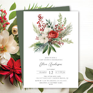 Winter Foral Baby Shower Invitation