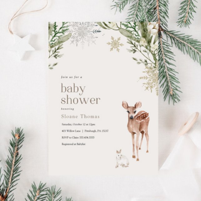 Winter Forest Animals Baby Shower  Invitation (Creator Uploaded)